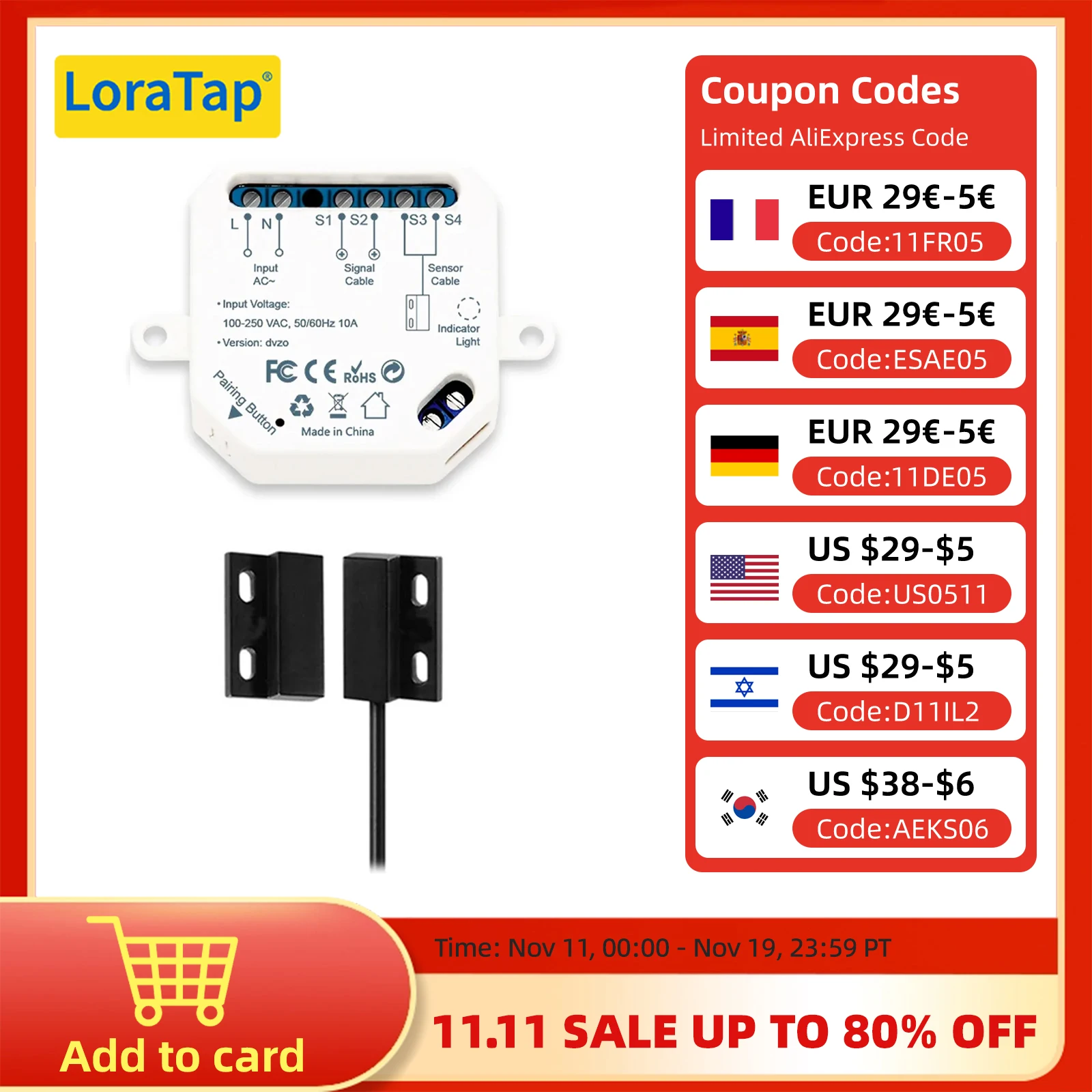 LoraTap Tuya Smart Life capteurs de porte de Garage contrôleur d'ouverture commutateur WiFi Alexa ouverture maison télécommande Contact portail vocal