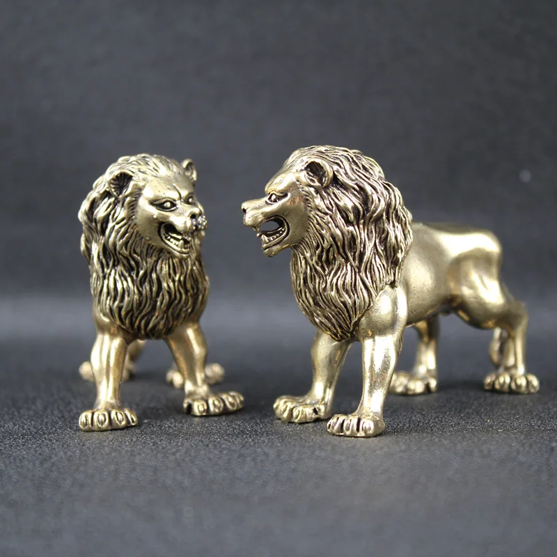Brass Lion Figure Home Decor Office Crafts Ornament Home Decoration Lion Statue