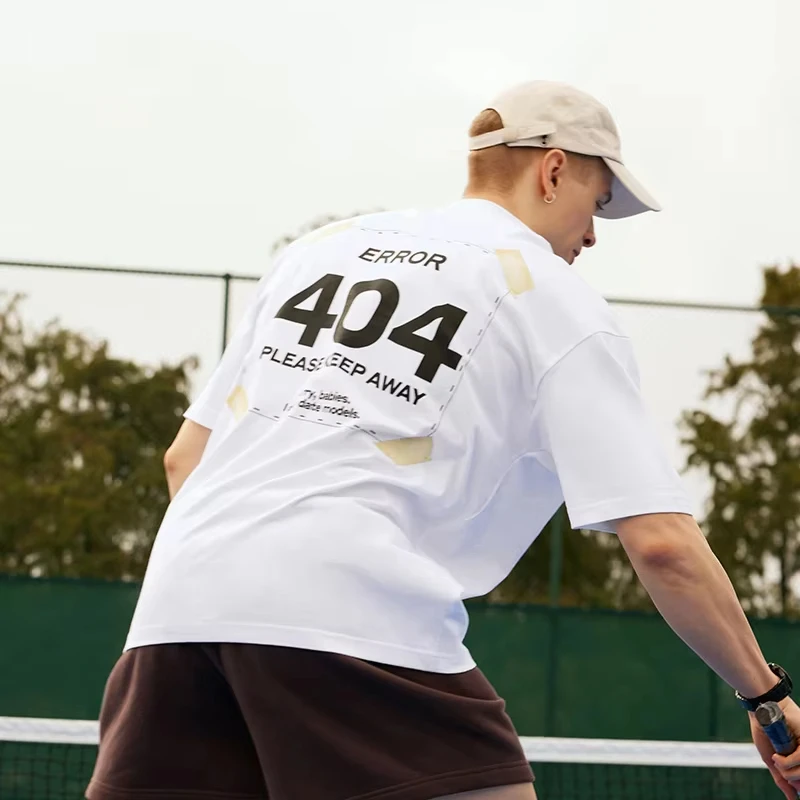 

2025 Summer New INFLATION 404 Digital Printed Pattern T-shirt American Street Style Casual Short Sleeve Pure Cotton High Quality