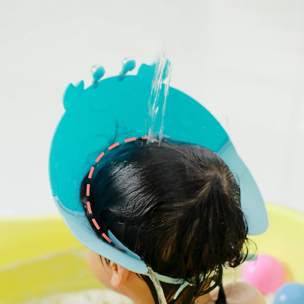 

2pcs Baby Shower Caps Bathing Hair Wash Hat Kids Waterproof Silicone Head Cover Crab Design Adjustable Drainage Durable Use