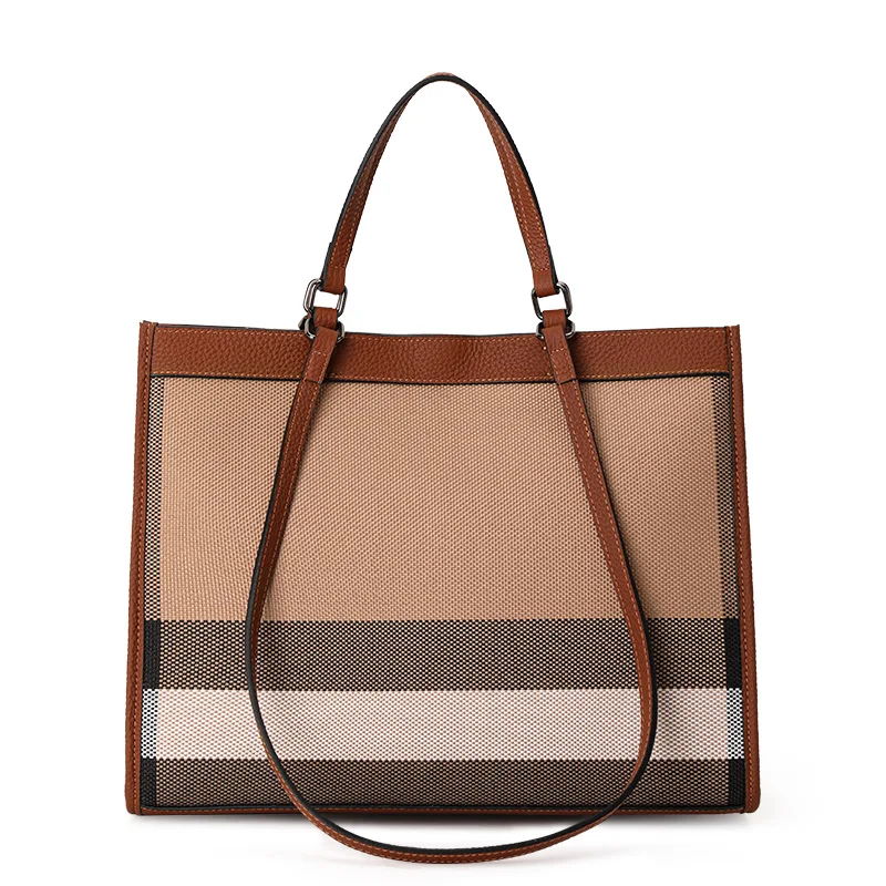 Aidrani Women's High-End Plaid Color-Block Tote Bag 2026 New Style Large-Capacity Handbag & Shoulder Bag, Mom Bag