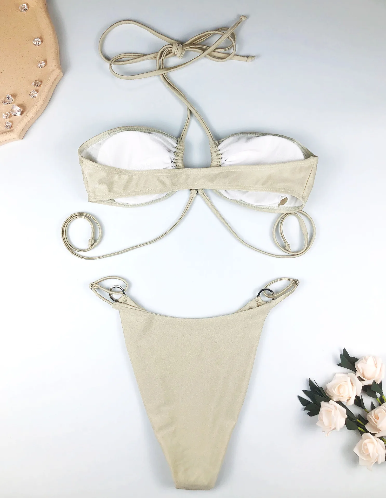 เซ็กซี่ Halter Top บิกินี่ Bandeau ชุดว่ายน้ํา One Piece ชุดว่ายน้ําขาสูง 2025 หญิงชุดว่ายน้ําว่ายน้ําชายหาด