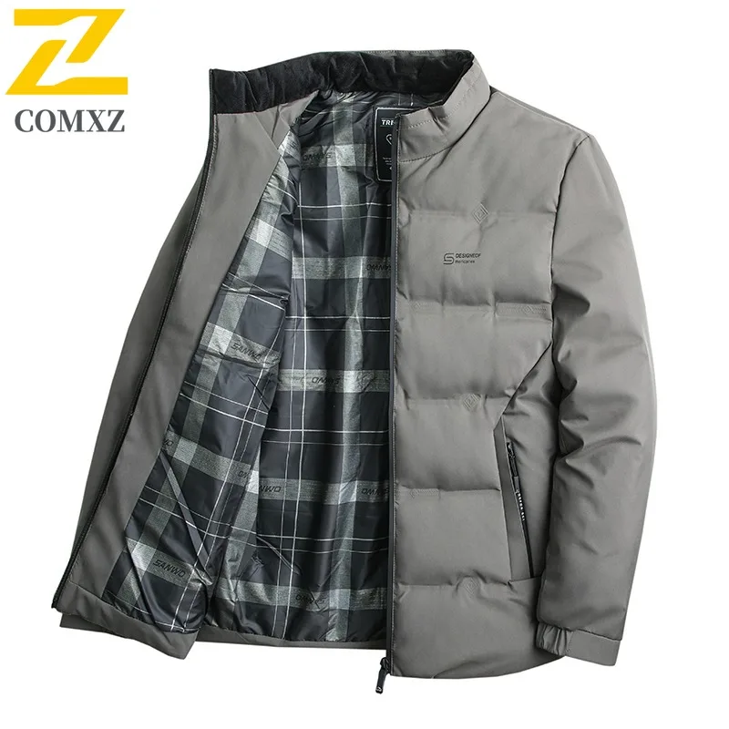 

COMXZ 2025 мужское стеганое пальто, толстая теплая куртка, пальто для папы среднего возраста, деловая повседневная зимняя модная новая легкая ветровка