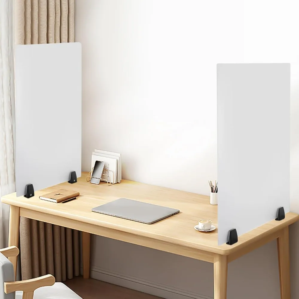 

Acrylic Free Standing Screen, Frosted Clear Acrylic Divider, Dividers for Desk Privacy Home & Office Partitions for Table Top