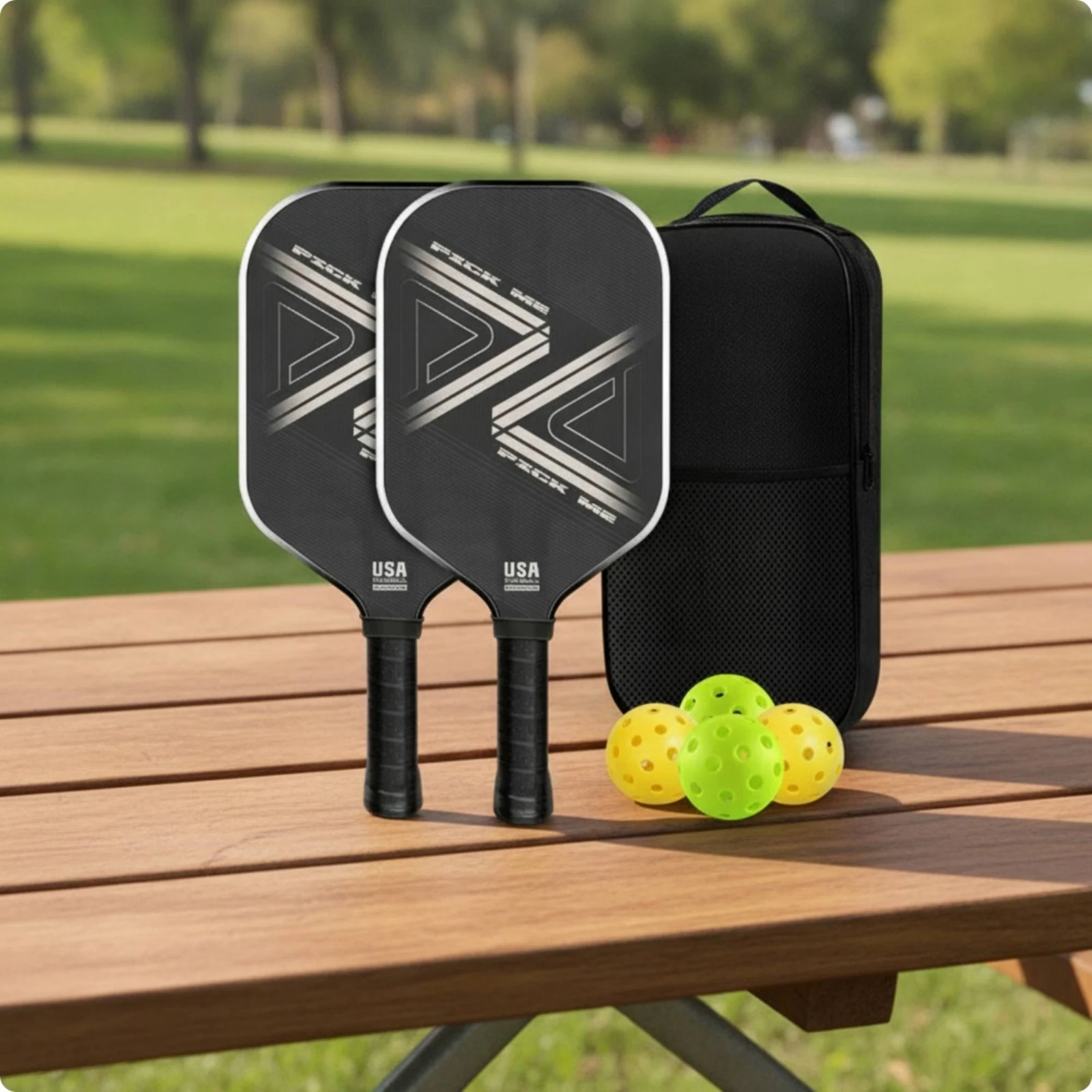 2-pieces-pickleball-paddles-with-balls-and-bag-16mm-carbon-fiber-pickleball-paddles-honeycomb-core-textured-rackets-perforated