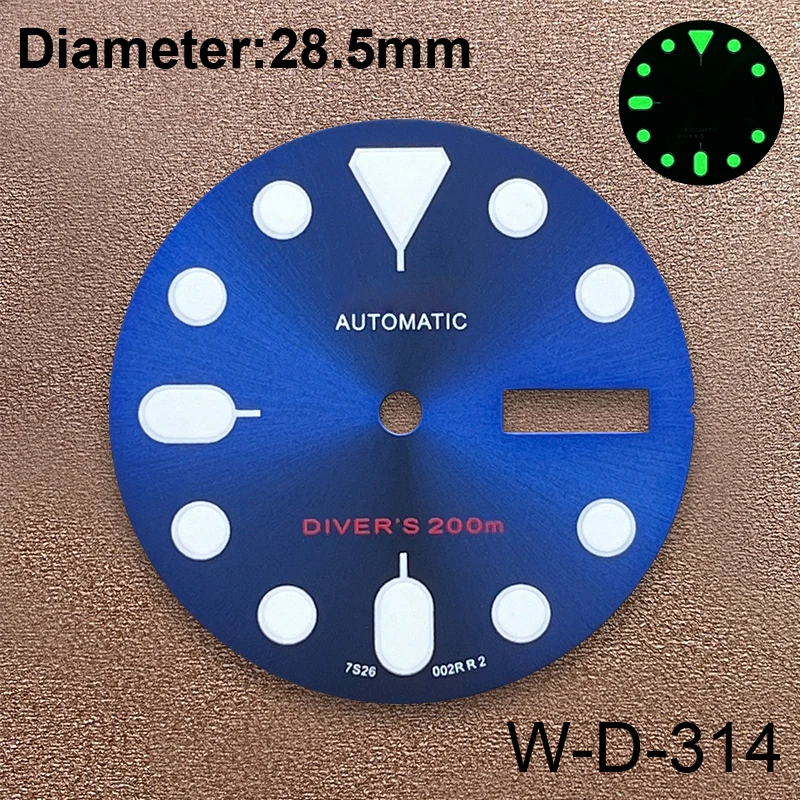 Quadrante con Logo S da 28.5mm adatto per NH35/NH36 movimento automatico giapponese C3 accessori per la modifica dell\'orologio luminoso verde forte