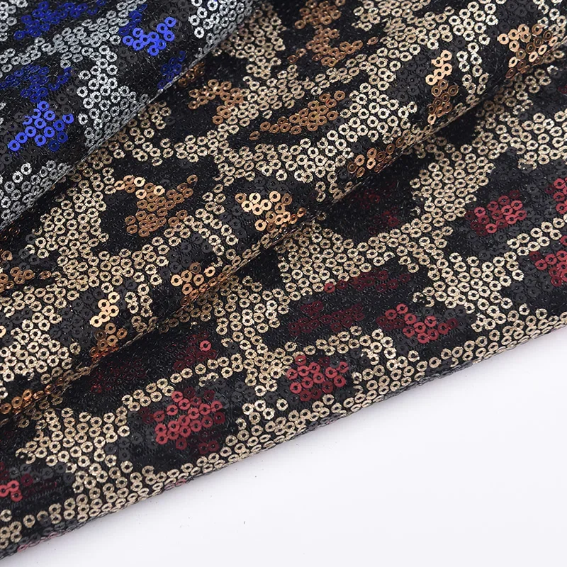 

3 мм шифрование леопардовый принт с блестками сетка вышитая ткань европейско-американское платье для выступлений для шитья своими руками декоративная ткань
