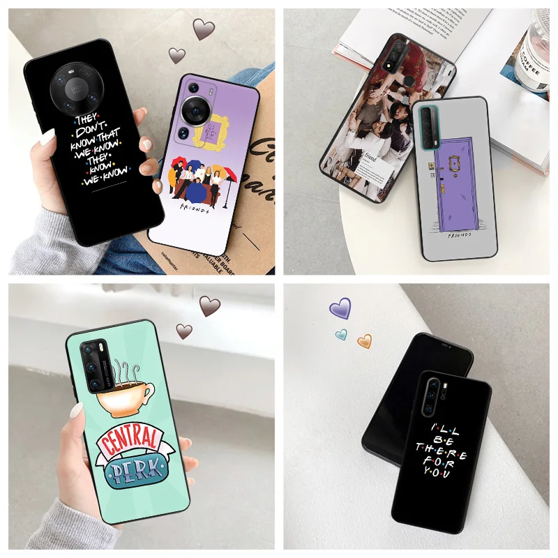 Silicone Black Phone Case for Motorola G200 5G G30 G31 One Fusion Friends Series Huawei P40 P30 P20 P Smart iphone6 Cover