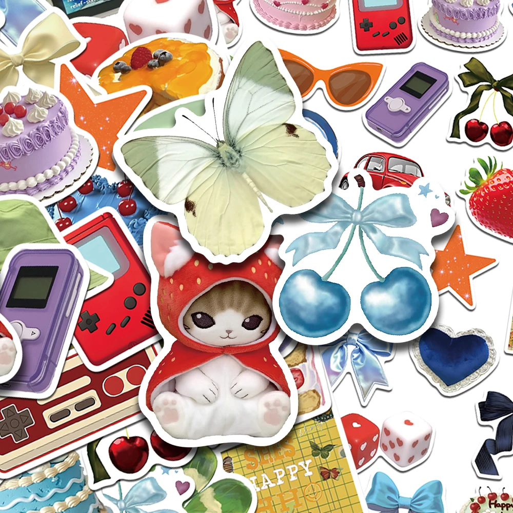 50 قطعة الكرتون لطيف عنصر ملصقات الشارات للهاتف سجل القصاصات المحمول الغيتار DIY الكتابة على الجدران ملصقات الجمالية الهدايا الإبداعية #1