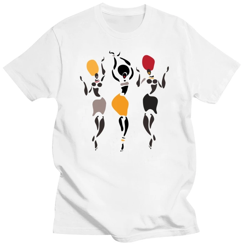 Exotic Style T-shirt Men White Tshirt African Dancers Silhouette T Shirt Art Design Woman 100% Cotton Tops Tees Mother Day Gift