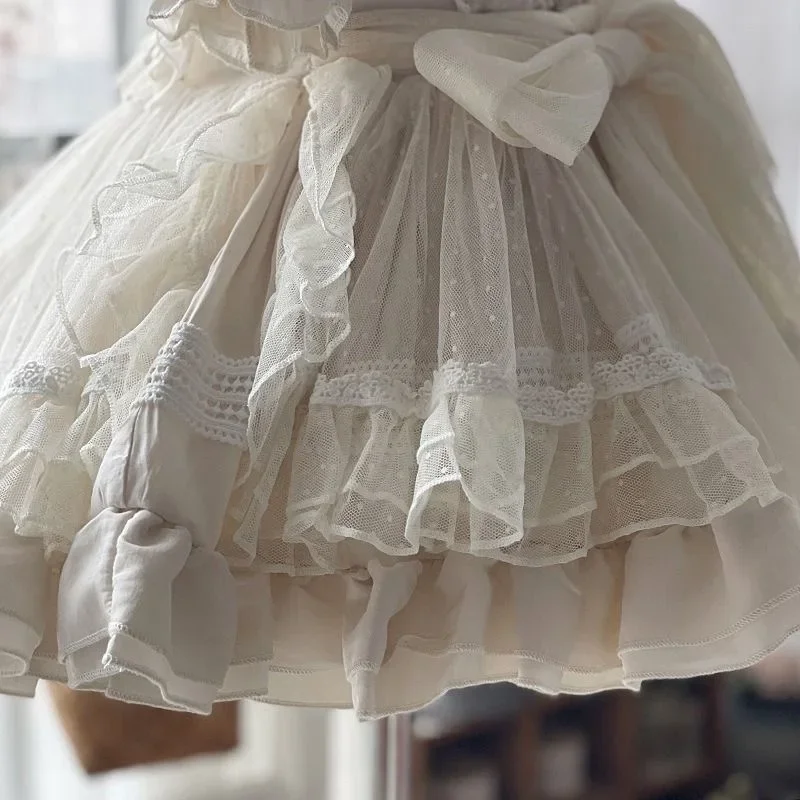 Lolita Skirt Dress Girl Baby Birthday Dress tutu Long Sleeves or Short Sleeves Including Bustle + Skirt + Headwear Birthday