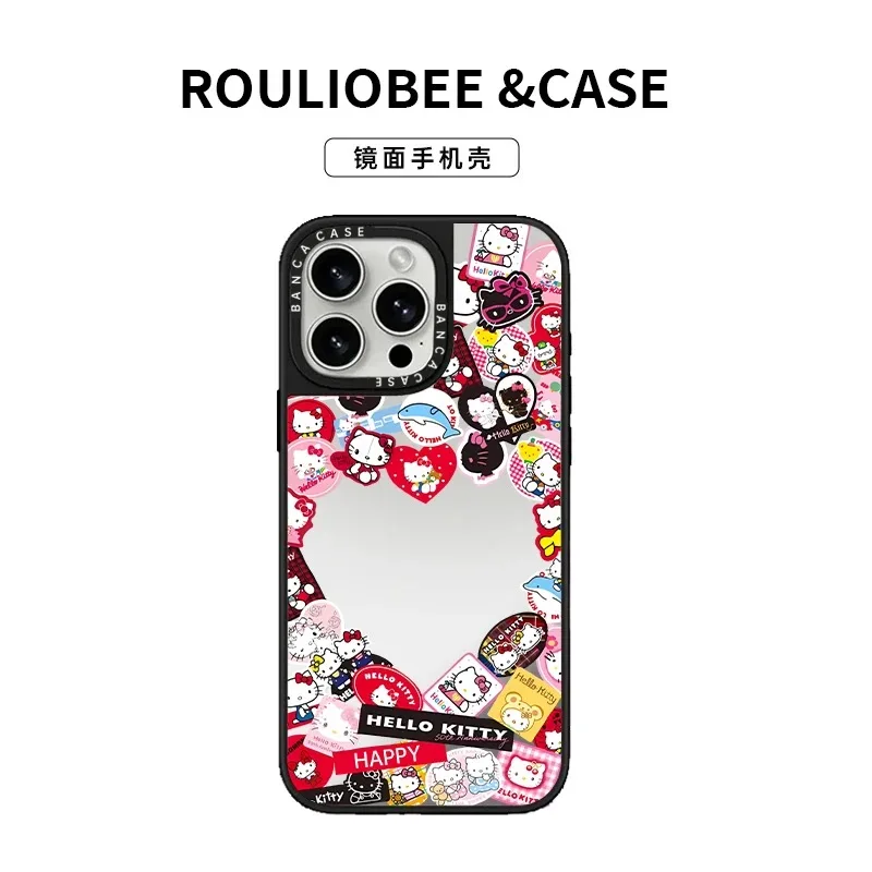 MINISO HelloKitty الذكرى الخمسين التذكارية مناسبة لحافظة هاتف Apple 16 pro max 151413 لطيف 12 مرآة #3