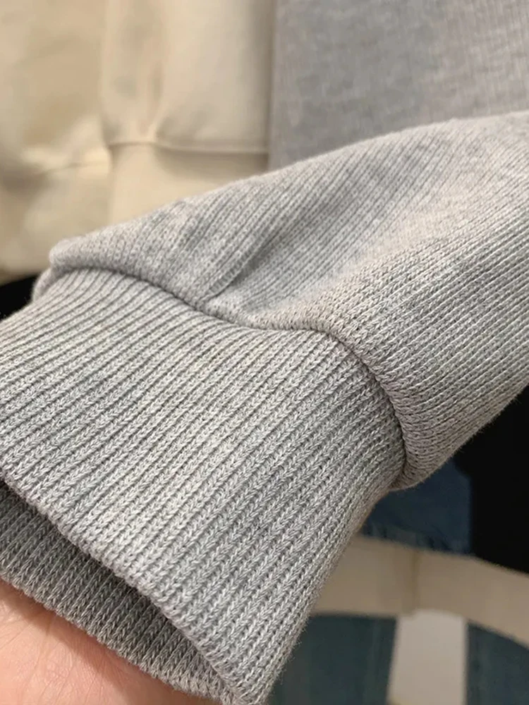 Neue Frauen Halb Zipper Kontrast Kragen mit Fleece Hoodie Herbst Winter Koreanische Casual Stickerei Pullover frauen Lose Top