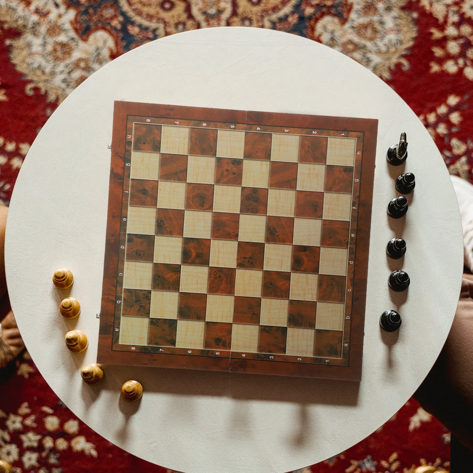 

1Set Premium Wood 3-in-1 Folding Chess Checkers Backgammon Set Smooth Hand Touch Portable Travel Friendly Family Office School