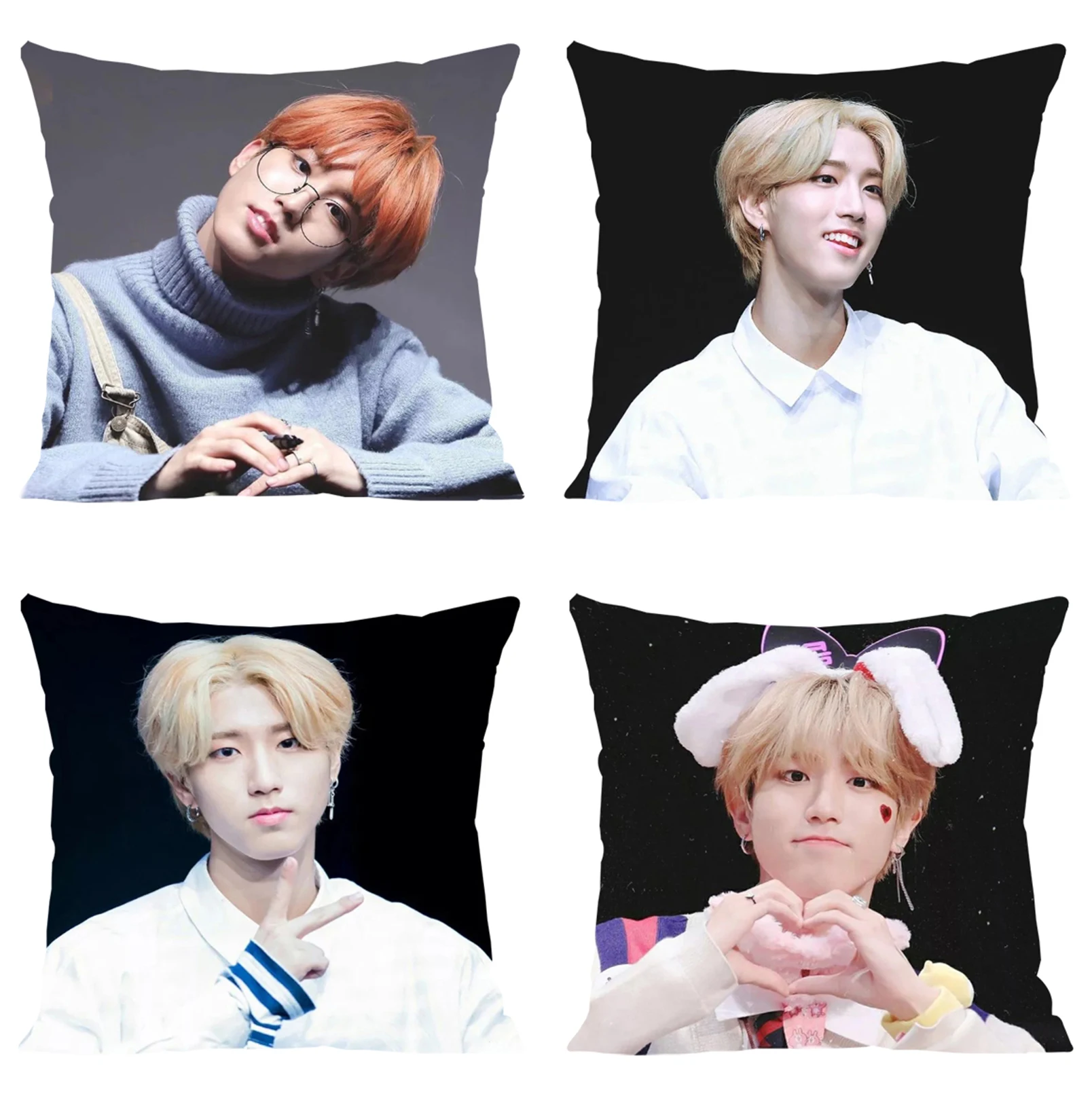 Decorative Pillowcases H-Han Jisung Pillowcase 40x40 Pillow Cover 45x45 Cushions Covers Covers for Bed Pillows Home Decor Cases