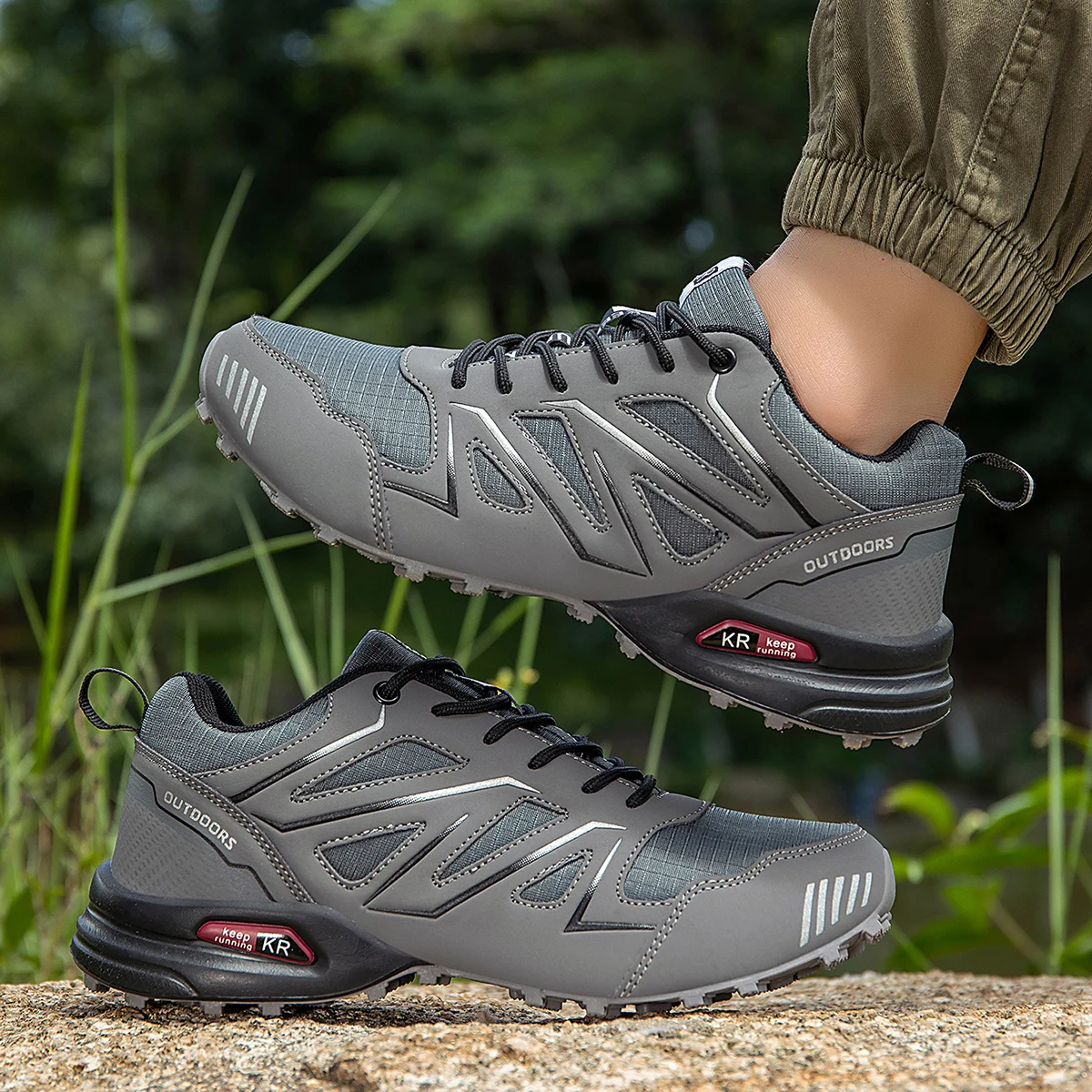 Wasserdichte Herren-Wanderschuhe, atmungsaktives Obermaterial, geeignet für jedes Gelände, Outdoor-Offroad, rutschfest, verschleißfest, Sportschuhe – Detail 21