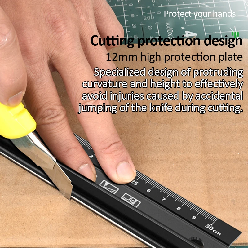 20/30/45cm Multifunctional High Precision Aluminum Alloy Protective Ruler Multi-use Woodworking Cutting Non-slip Straightedge