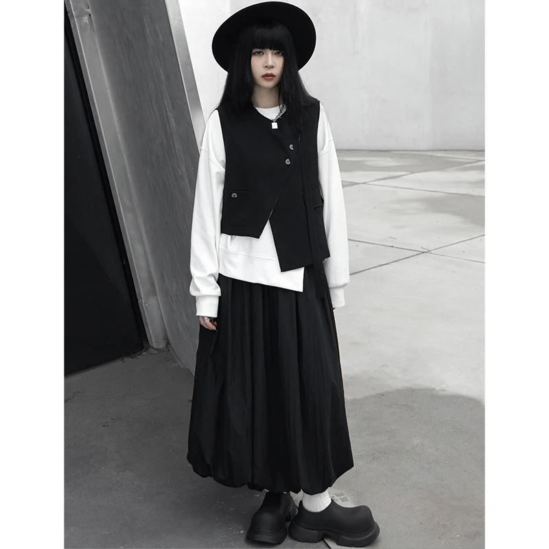 

Жилет-топ асимметричного кроя k Sle, верхняя одежда для осени и зимы, многослойная одежда, с круглым вырезом, на одной пуговице, из полиэфирного волокна