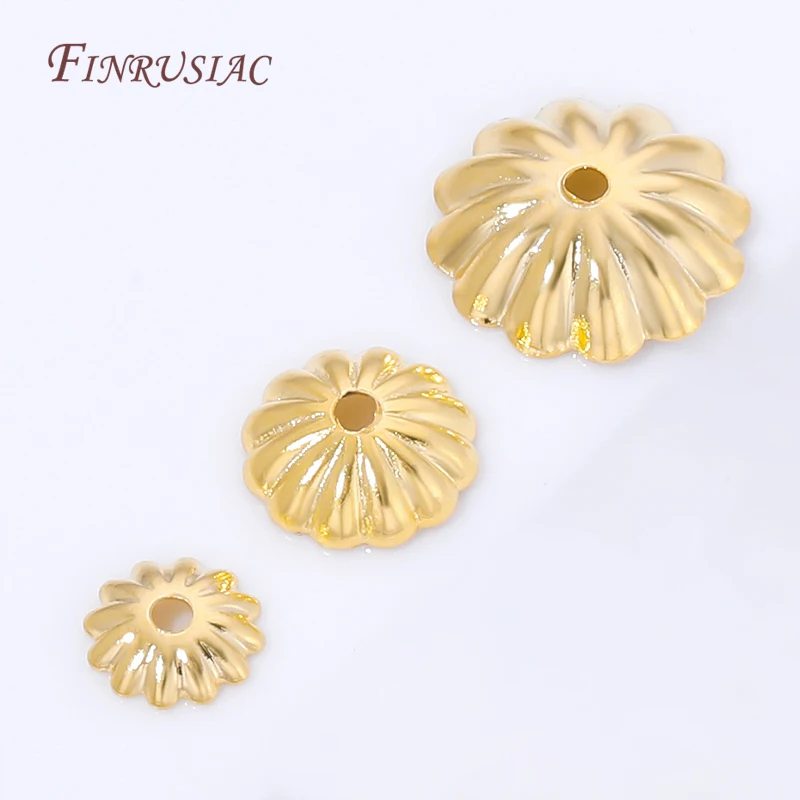 20/40Pcs 18K Gold Plated Brass Flower Bead Caps Corrugated Wavy Edge Bead End Caps For DIY Jewelry Making Findings
