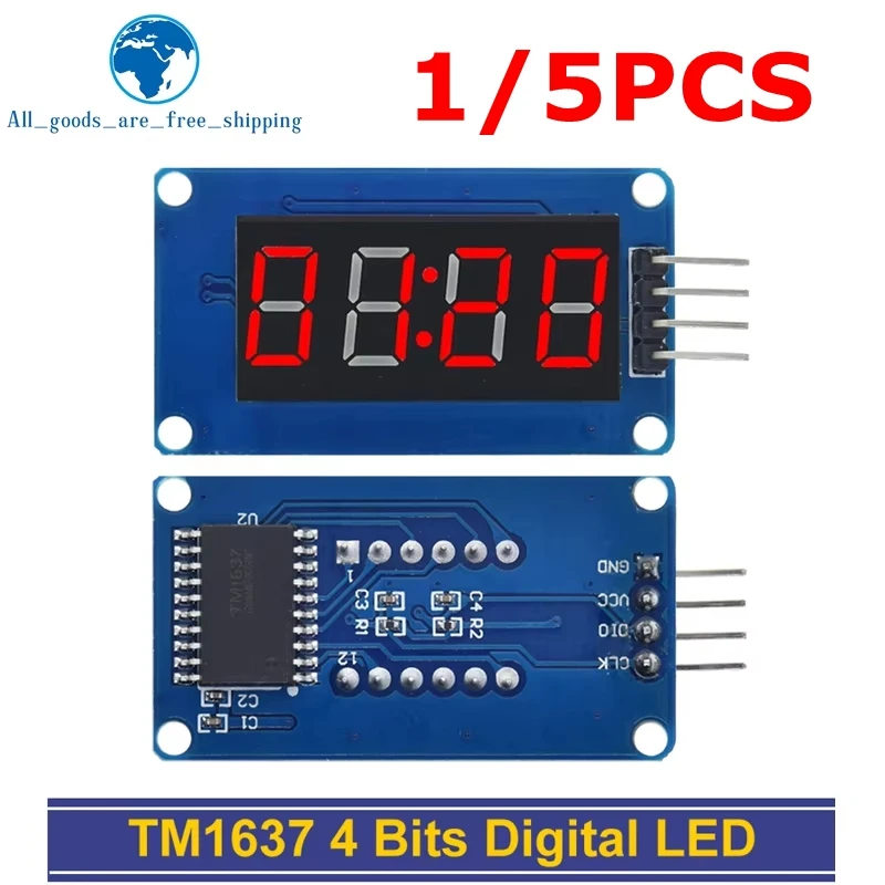 1/5pcs TM1637 4 Bits Digital LED Display Module For arduino 7 Segment 0.36Inch Clock RED Anode Tube Four Serial Driver Board