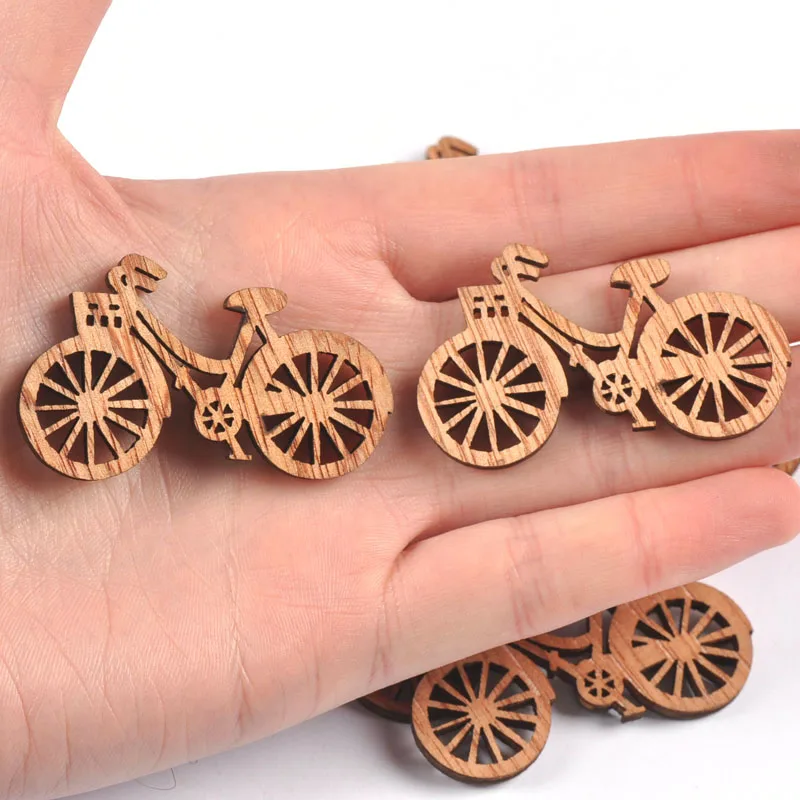 10pcs Retro Wooden Bicycles Slice DIY Scrapbooking Crafts Embellishment Home Ornament Handmade Supplies Accessories m1676