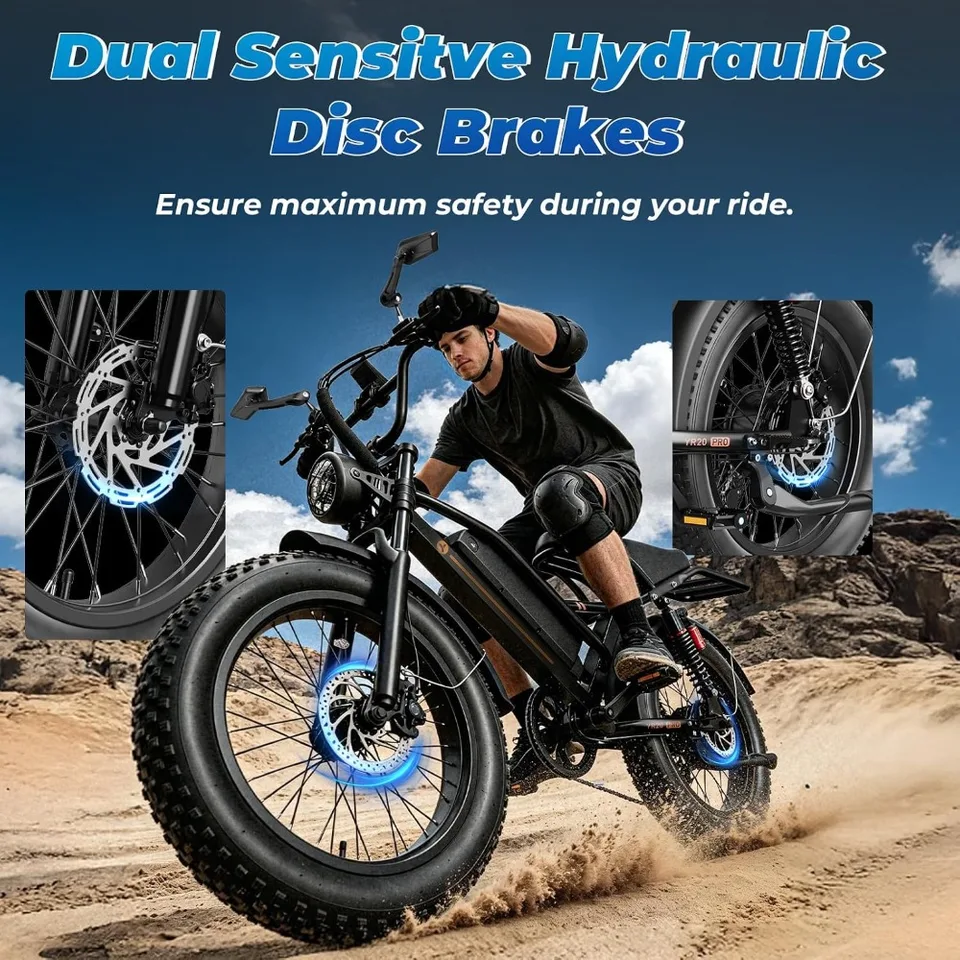 Hot-selling hit 2000W 3000W Peak Electric Bike for Adults Teens 48V 52V Battery 16 20x4.0 Fat Tire Full Suspension Ebike 55-90 image 6
