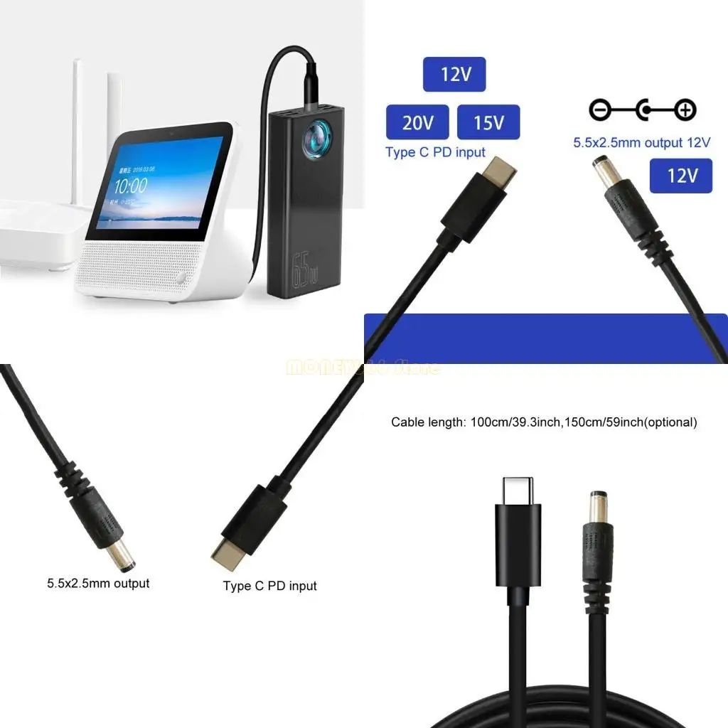 F62C USB C/Type-C PD إلى 12V 5.5x2.5 مم كابل الطاقة لمكبرات الصوت اللاسلكية #1