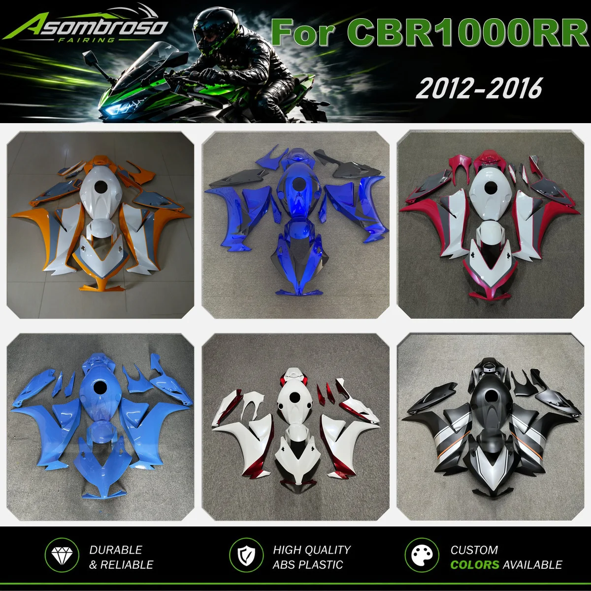 Aftermarket-Kunststoffverkleidungsset für HONDA CBR 1000 RR CBR1000RR 2012 2013 2014 2015 2016, Spritzguss-Vollkarosserie