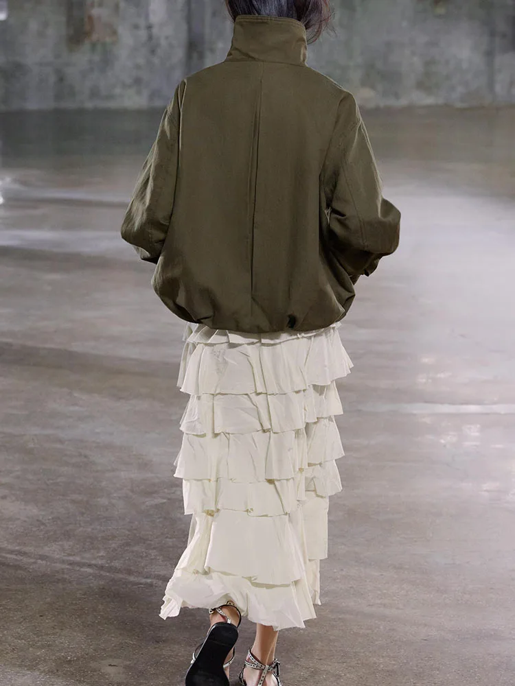 الخريف منتج جديد الوقوف الرقبة الستر المرأة أزياء تنوعا طويلة الأكمام مشبك الطيار سترة معطف