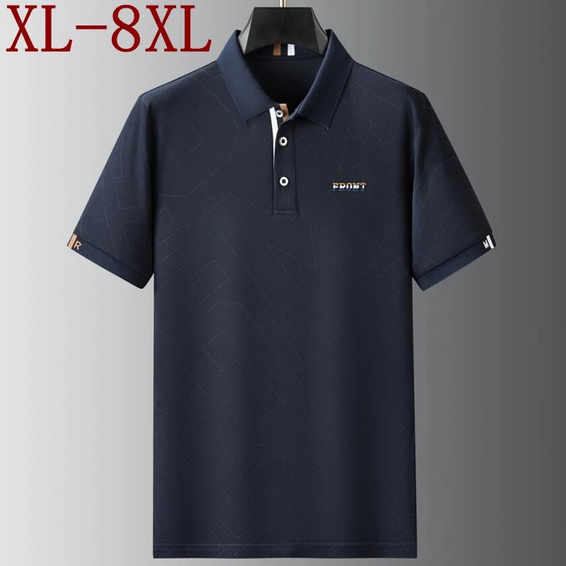 8XL 7XL 6XL 2024 New Summer High End Cotton Breathable Polo Shirt Men Tops Short Sleeve Lapel Mens Shirts Casual Loose Tshirts