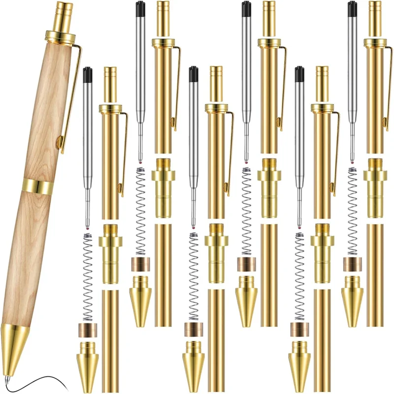 【Hot Cake】Retractable Pen Kit For Wood Turning 8Mm Click Pen Kit With Refills Lathe Turning Supplies For Pen Making Wood