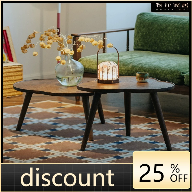 

LH solid wood coffee table living room household combination cloud edge table small apartment tea table