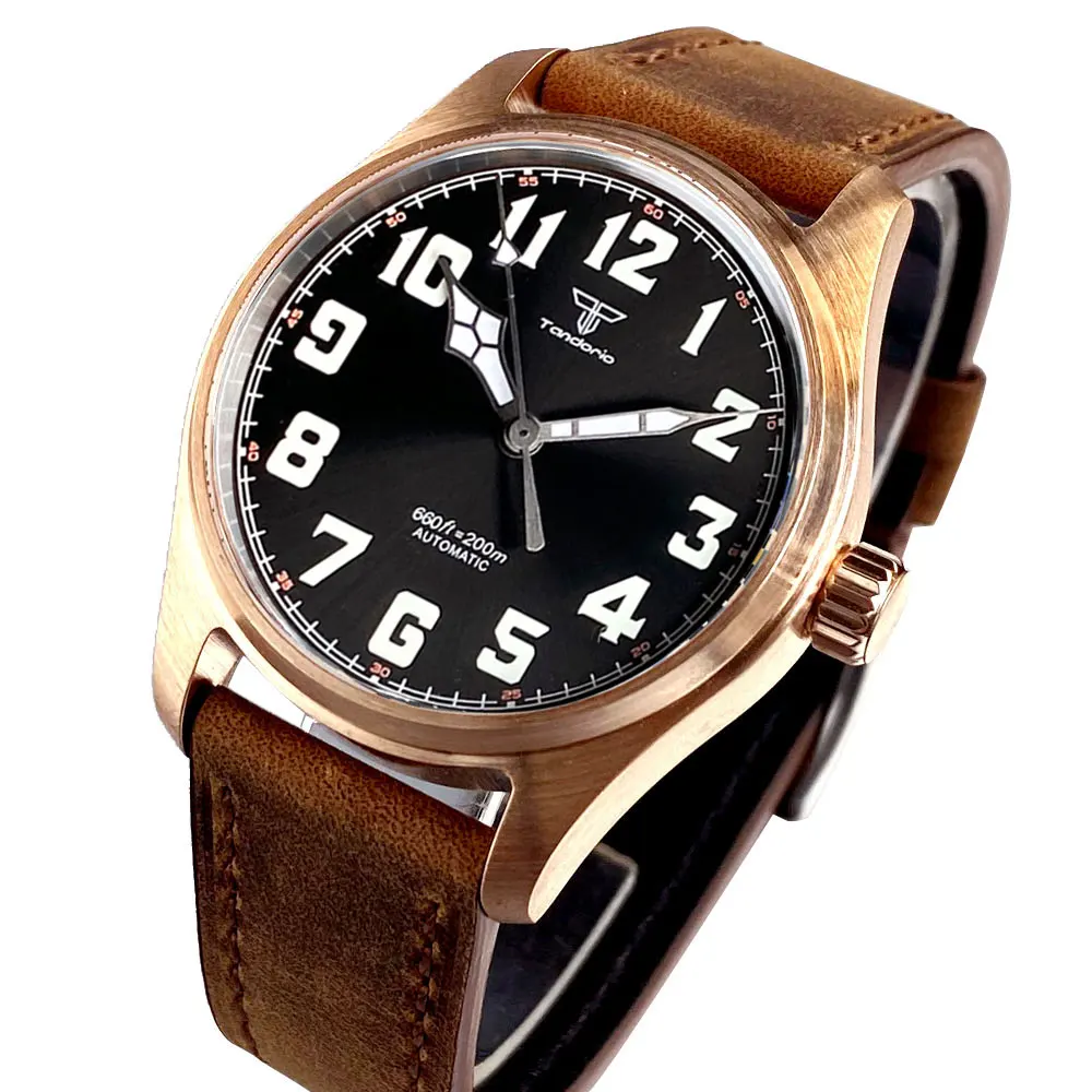 Tandorio 39mm Cusn8 Bronze Miyota 8215/Asia 2824 Pilot Style Retro