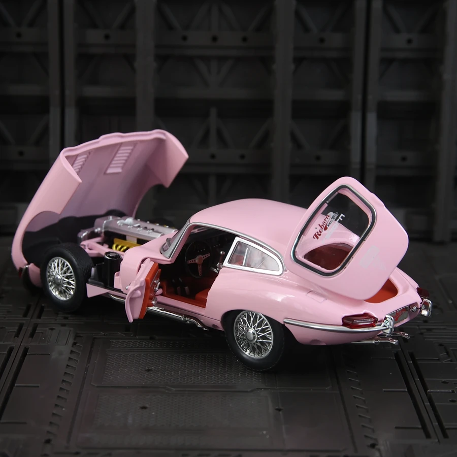 1:24 simulação e-tipo retro nostálgico liga modelo de carro ornamento coleção, portas e capô do motor, tronco pode abrir