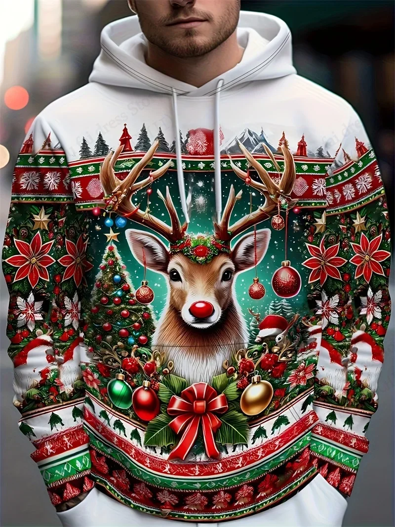 

3d Print Santa Claus Elk Hoodies For Men Women Fashion Plus Size Christmas Hoody Sweatshirt Clothing Men Xmas Party Tracksuit