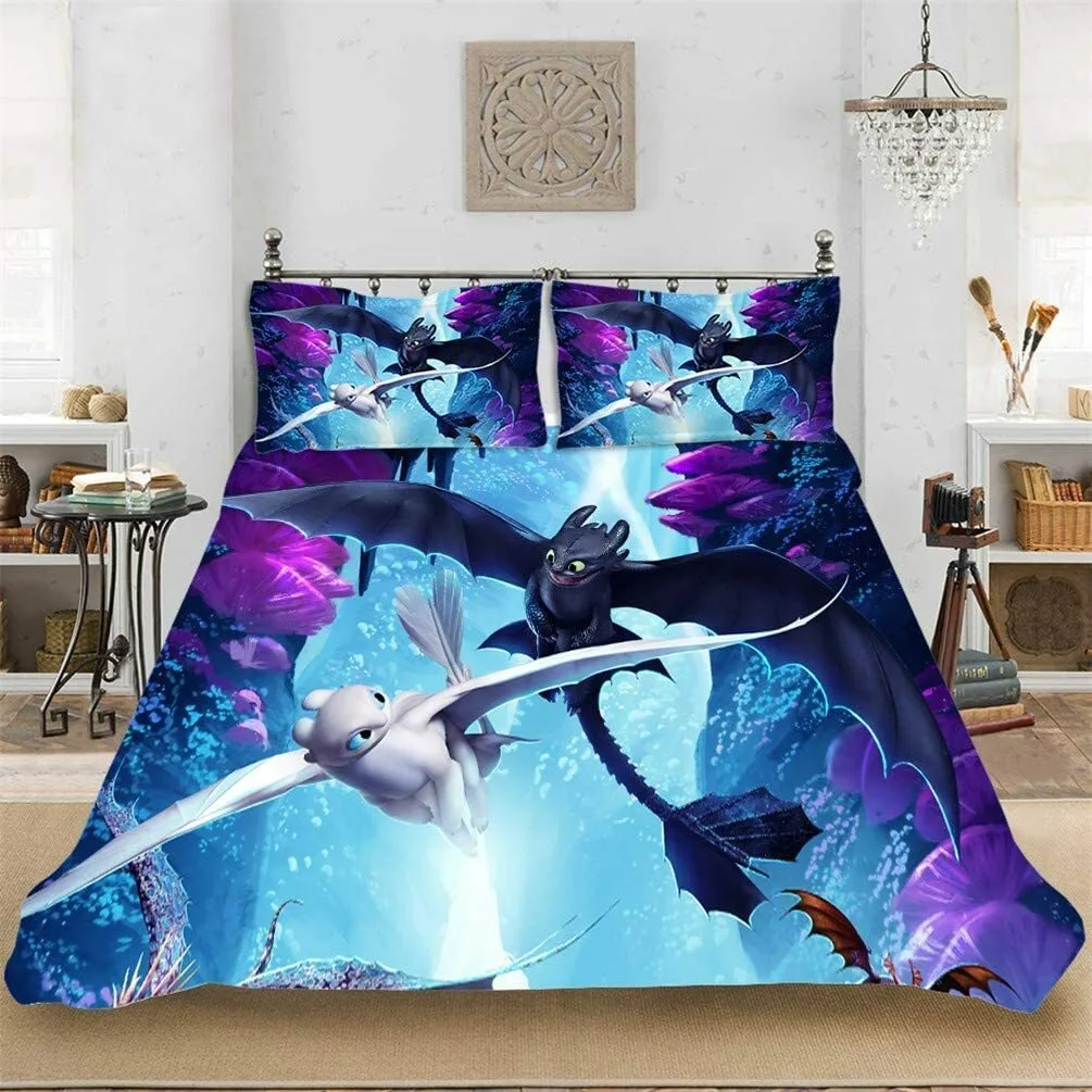 

How to Train Your Dragon Duvet Cover Bedding Comforter sets Toothless Quilt Cover and Pillowcases Single/Double/Queen/King