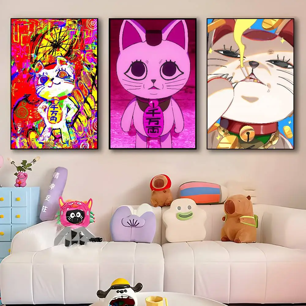 Anime D-Dandadan Funny Cute Cat Turbo Granny Manga Poster HD Print Vintage Wall Art Decor for Home Study Room