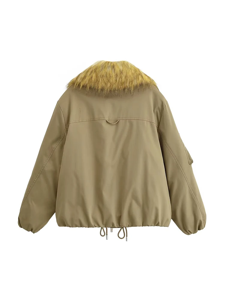 Nuevo abrigo informal elegante y versátil de estilo europeo para mujer con cuello de piel desmontable.