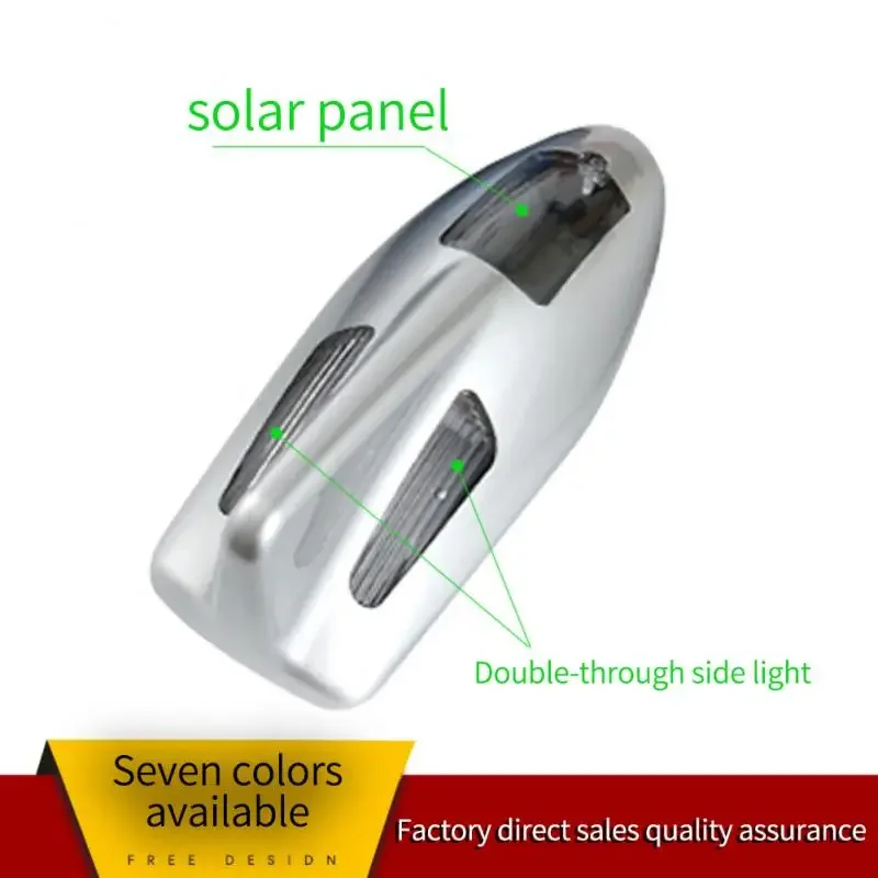 Car roof antenna shark fin tail light warning tail light double-sided illuminated solar charging light control LED decorative li