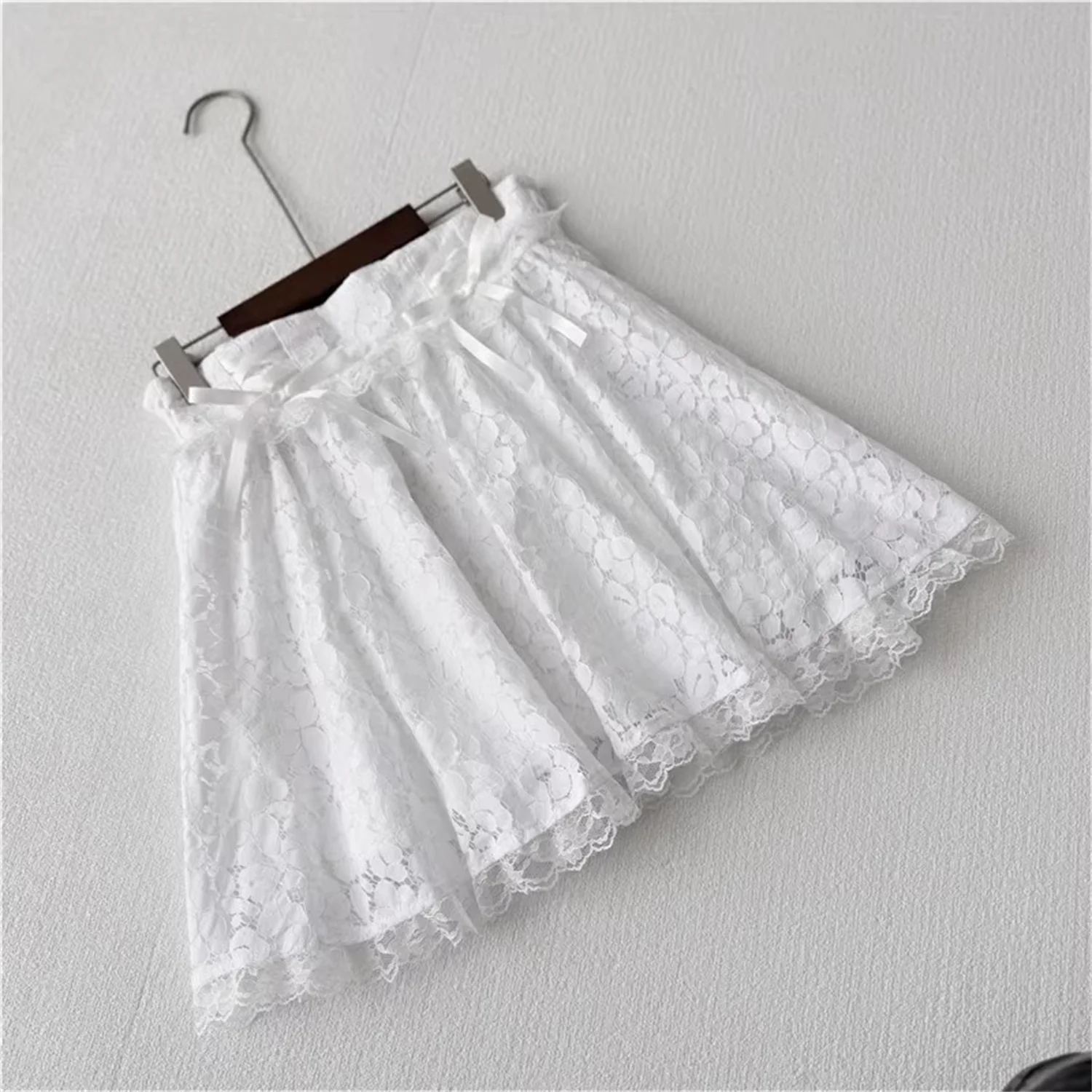 

Adorable New Arrival Women's Sweet Sle Lace f Skirt Anti-static High Waist A-Line Polyester Fiber Daily Wear Skirt