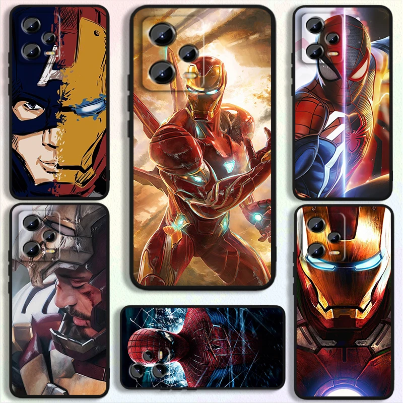 Marvel-funda de teléfono suave de Iron Man Spider Man para Xiaomi Redmi Note 13, 12R, 12, 12S, Turbo 11, 11T, 11S, 10, 10S Pro Plus, 5G, color negro