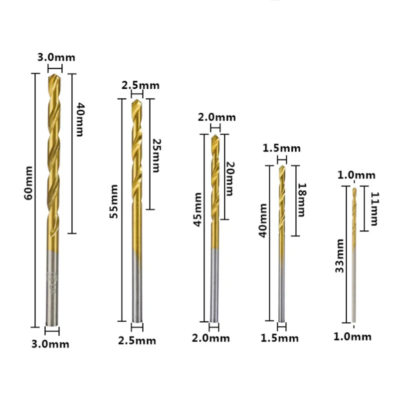 Imagem -02 - Titânio Chapeado Broca de Torção Hss Micro Buraco Aberto em Linha Reta Lidar com Broca de Torção 13 mm Broca Elétrica Furadeira Perfurador Conjunto 50 Peças