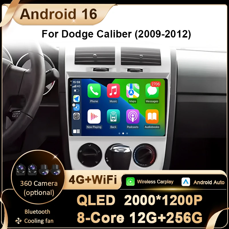 Car Radio Multimedia Video Player For Dodge Caliber 2009 - 2012 Bluetooth Navigation GPS Android 16 WIFI 4G CarPlay