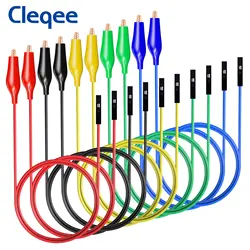 Cleqee 10PC Dupont Wire Male/Female to Alligator Clip Jumper Wire Crocodile Clip Test Lead Silicone Jumper Cable DIY P1531/P1533