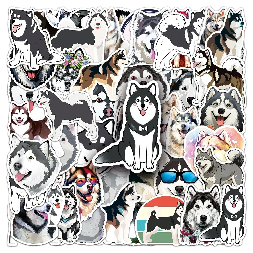 Pegatinas de recompensa para niños, calcomanías de animales bonitos para decoración de teléfono, cachorros, perros, Alaskan, Malamute, 10/50 piezas