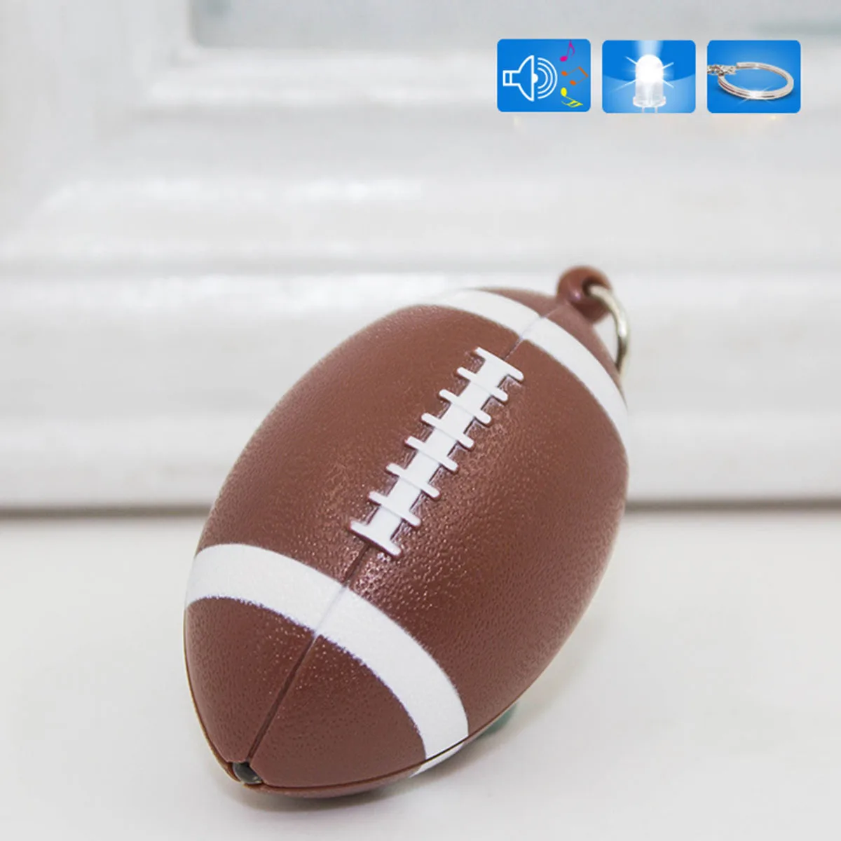 

2Pcs LED Light Keychain Sound Key Creative Rugby Mini Flashlight for Party Souvenir Business Gift Family Friends