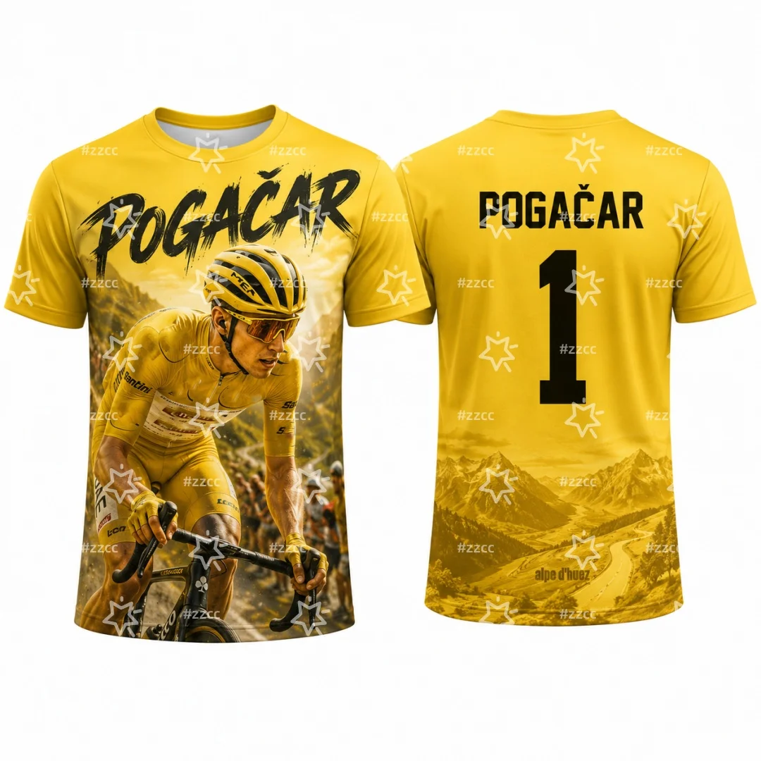 2026 Pogačar Champion Commemorative Jersey Fan Cycling Suit Summer Sports Men's T-Shirt Children's Clothing Tee Woman ﻿