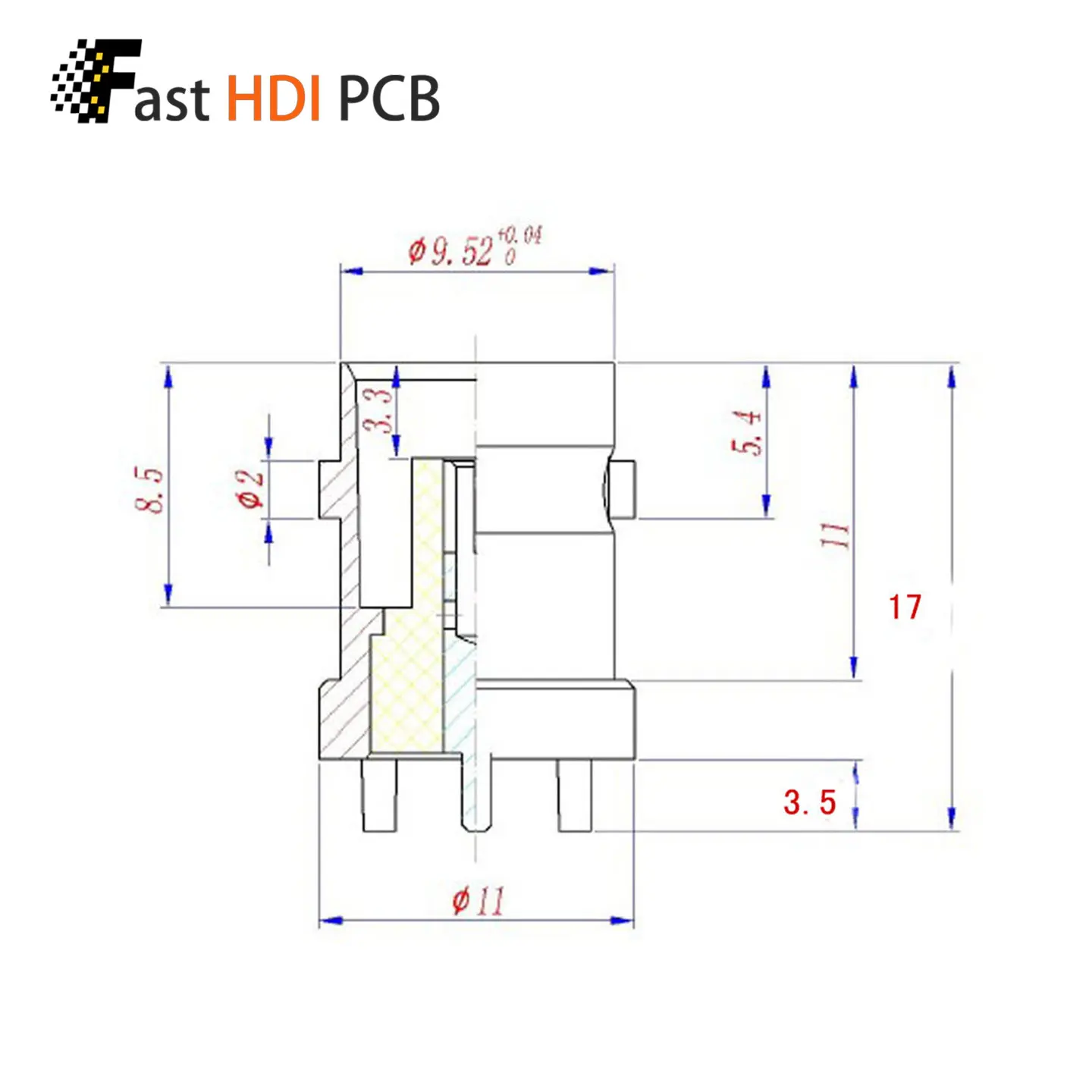 BNC Female Vertical PCB Mount Connector BNC-KE 50 Ohm 4 Pin 180 Degree Through Hole Jack for CCTV Camera RF Circuit Antenna