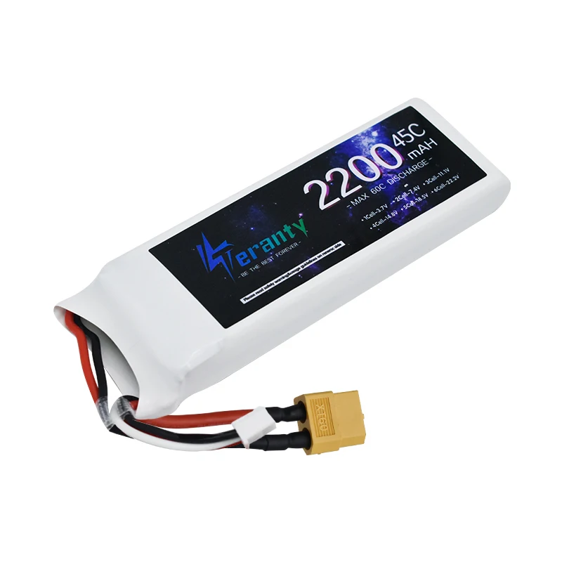 Imagem -06 - Teranty-lipo Bateria para rc Quadcopter Helicóptero Carro Barco Drones Peças de Reposição 7.4v 2200mah t Jst Xt30 Xt60 45c