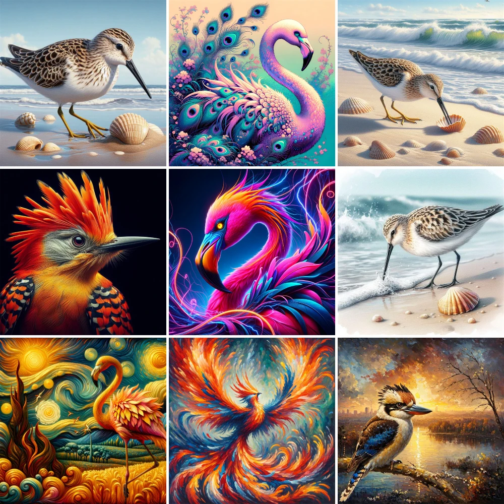 버드 플라밍고 프린트 캔버스 크로스 스티치 자수 세트, 수공예 바느질, 성인용 홈 데코 쥬얼리, 11CT 